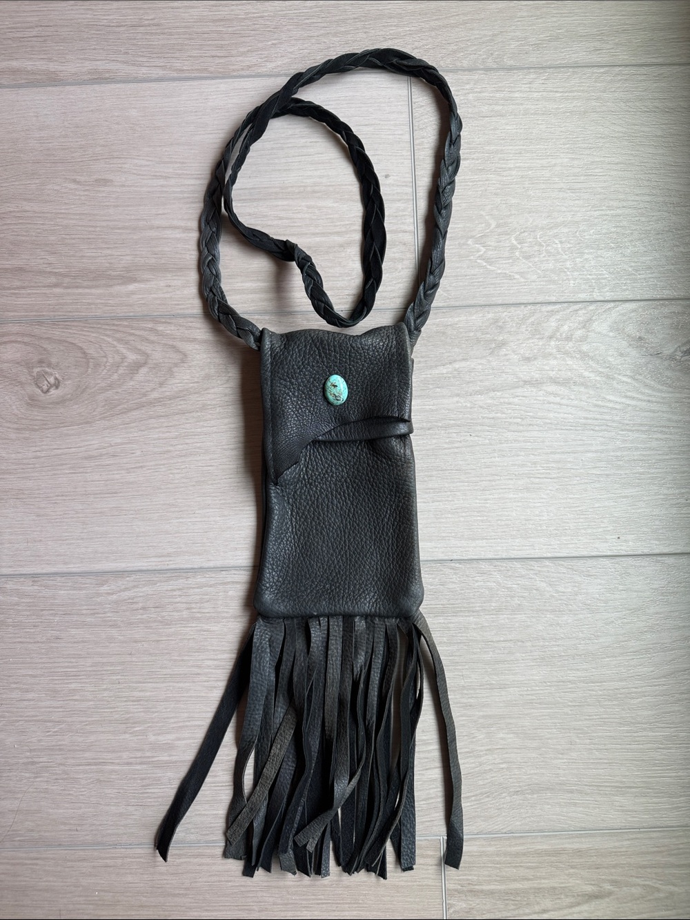 Black leather crossbody bag